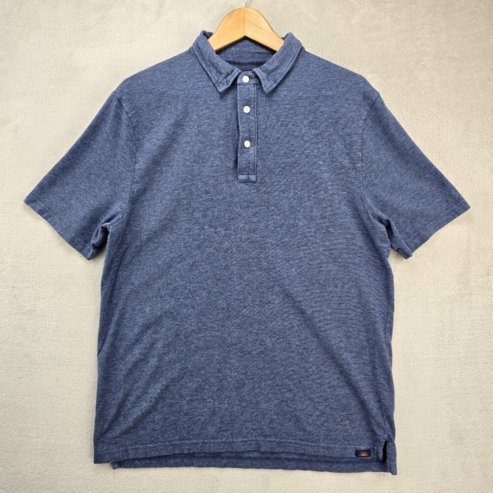 Faherty Movement Polo Shirt Men’s Large Heathered Flecked Blue Horizon Line